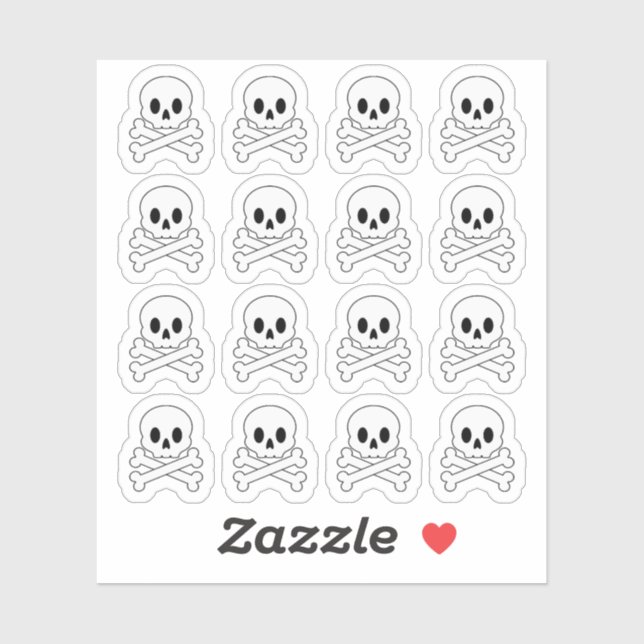 Doodle Skull und Crossbones Halloween Planner Aufkleber (Blatt)