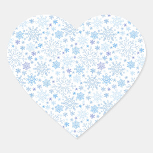 Doodle Snowflake auf weißem Hintergrund Herz-Aufkleber