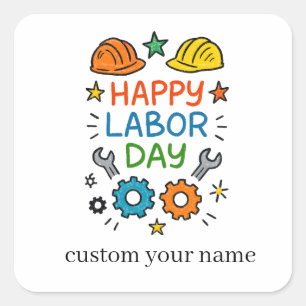 Doodle Spaß Labor Day Quadratischer Aufkleber
