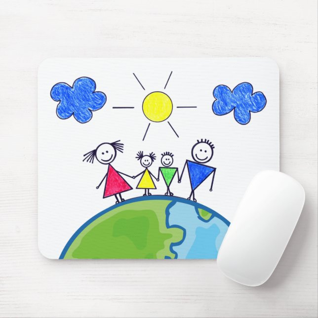 Doodle-Stick-Familie auf der Welt Mousepad (Mit Mouse)