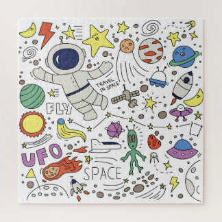 Doodle-Stil, Raum-Thema-Abbildung.