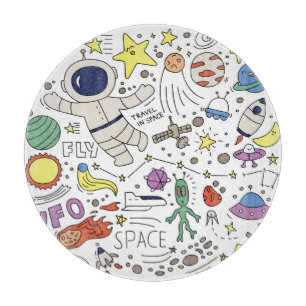 Doodle-Stil, Raum-Thema-Abbildung. Schneidebrett