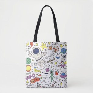 Doodle-Stil, Raum-Thema-Abbildung. Tasche