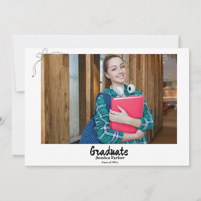 Doodle Style Handgezeichneter Abschluss Einladung (Rückseite)