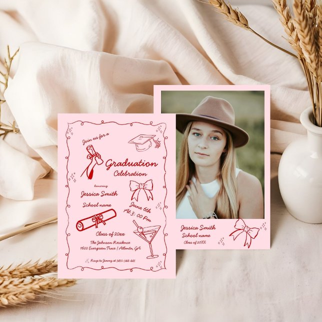 Doodle Style Handgezeichneter Abschluss Einladung (Von Creator hochgeladen)