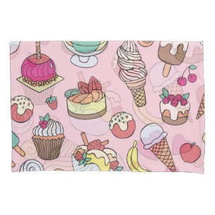 Doodle-Süßigkeiten Eiscreme: Handgezeichnete Illus Kissenbezug