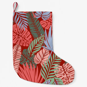 Doodle Tropical Blätter: Dunkel von Hand Gezeichne Kleiner Weihnachtsstrumpf
