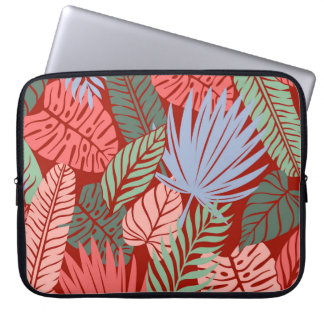 Doodle Tropical Blätter: Dunkel von Hand Gezeichne Laptopschutzhülle