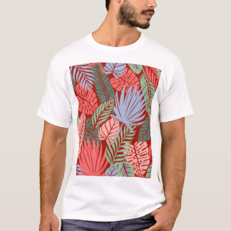 Doodle Tropical Blätter: Dunkel von Hand Gezeichne T-Shirt