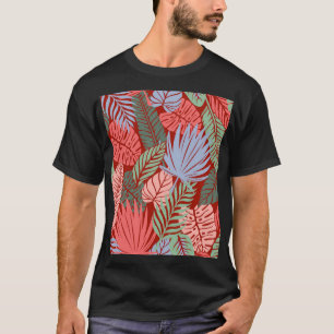 Doodle Tropical Blätter: Dunkel von Hand Gezeichne T-Shirt
