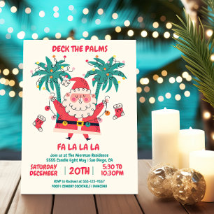 Doodle Tropical Santa Deck Weihnachten in den Palm Einladung