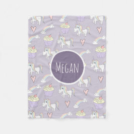 Doodle Unicorn Muster Name Kinder Fleecedecke