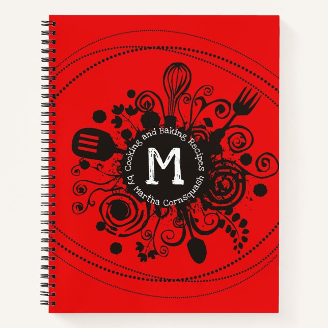 Doodle-Utensilien personalisiertes Kochbuch Notizbuch (Vorderseite)