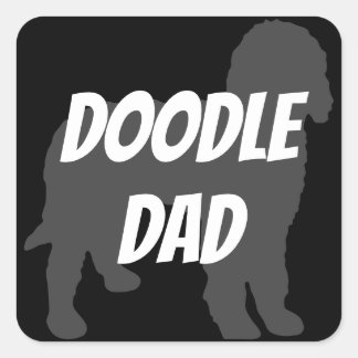Doodle-Vater-Aufkleber Quadratischer Aufkleber