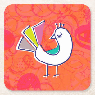Doodle-Vogel Rechteckiger Pappuntersetzer