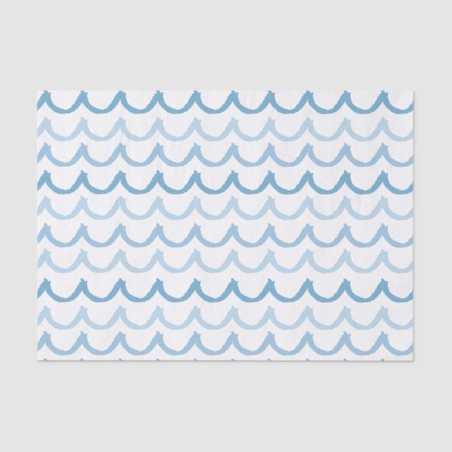 Doodle Waves in Blue Seidenpapier (Vorderseite)