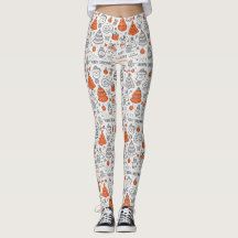 Doodle Weihnachten Orange Grau Muster