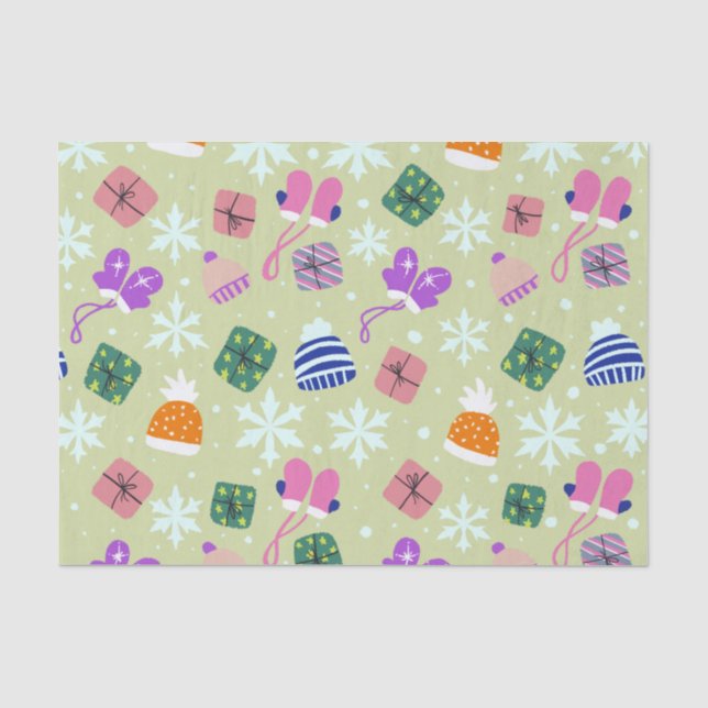 Doodle Weihnachten Winter Gloves Geschenke Hats Gr Seidenpapier (Vorderseite)