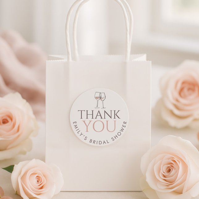 Doodle-Weingläser Danke Junggesellinnenabschied Runder Aufkleber (Von Creator hochgeladen)