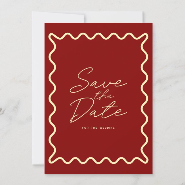 Doodle Whimsical Retro Save the Date Einladung (Rückseite)
