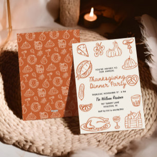 Doodle Whimsy Doodle Thanksgiving Invitation