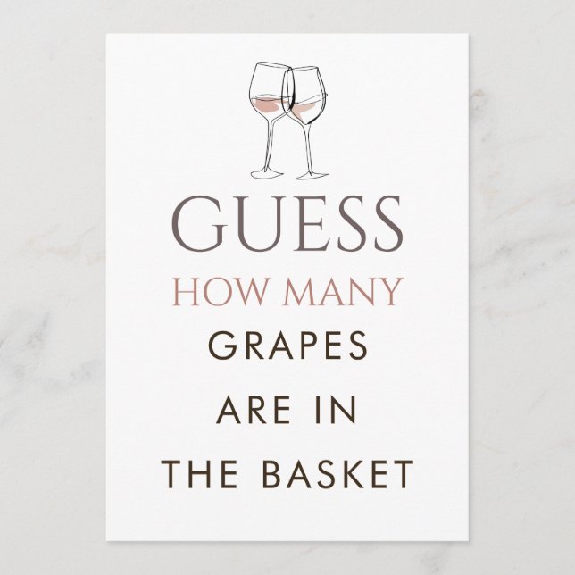 Doodle Wine Guess How Many Game Bridal Shower Card Einladung (Vorderseite)