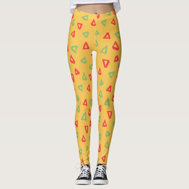 Doodle Yellow Minimal Muster Leggings (Vorderseite)