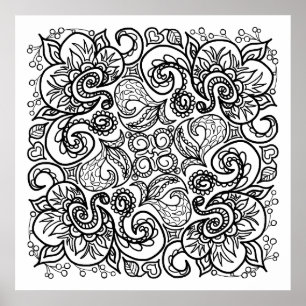 Doodle Zeichne dir Farbe Linie Kunst schön Poster