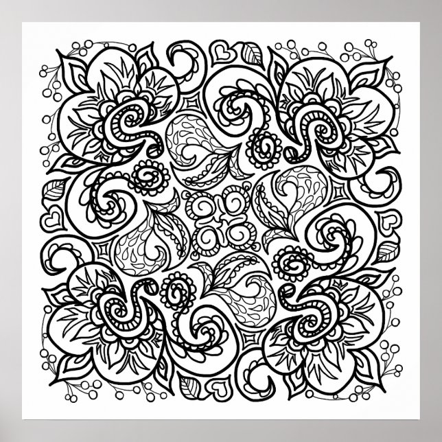 Doodle Zeichne dir Farbe Linie Kunst schön Poster (Vorne)