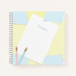 Doodle Zeichne Notes Blue Yellow Notebook Notizbuch