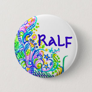 Doodlebugs-blauer Graffiti-Namensschild Button