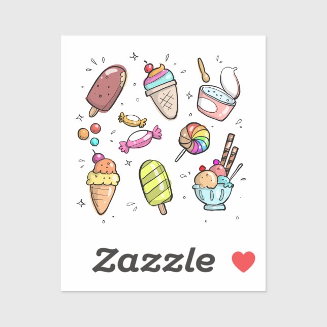 Doodlecartoon gezeichnet Essen süß Aufkleber (Blatt)