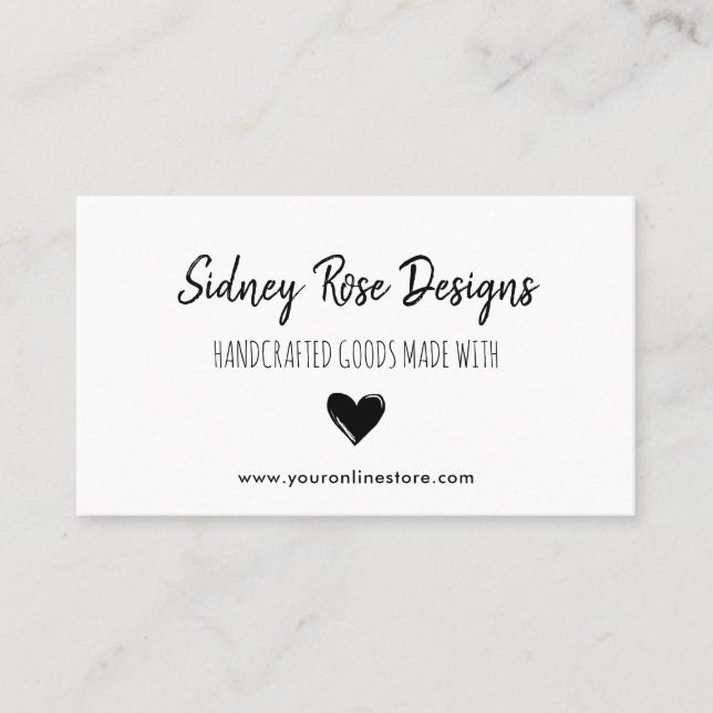 Doodled Black Heart Handgefertigte Waren Visitenkarte (Vorderseite)