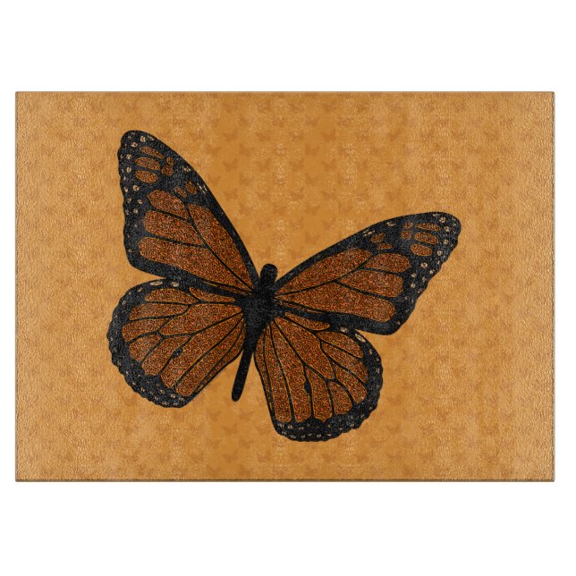 Doodled Monarch Glass Cutting Board Schneidebrett (Vorderseite)