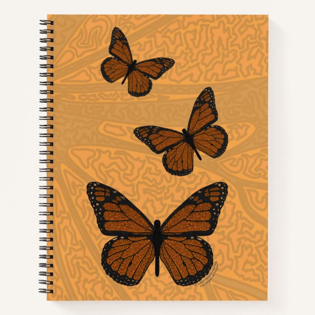 Doodled Monarch Spiral Notebook Notizbuch (Vorderseite)
