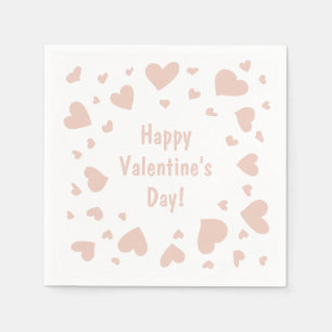 Doodled Peach Hearts Valentinstag Serviette
