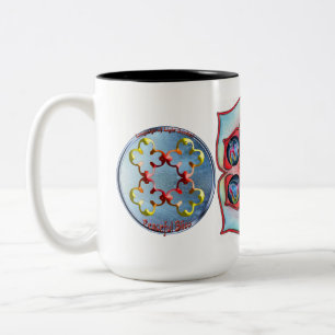 Doodlen auf dem Symbol des Friedlichen Bliss Zweifarbige Tasse