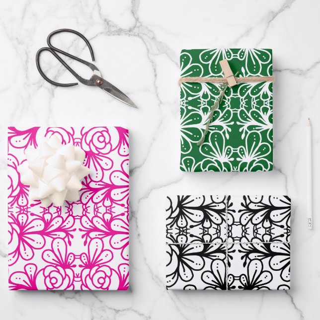 Doodleroses Geschenkpapier Set (Vorderseite)