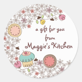 Doodles Cookies cupcakes Blume Bäckerei Süßigkeite Runder Aufkleber