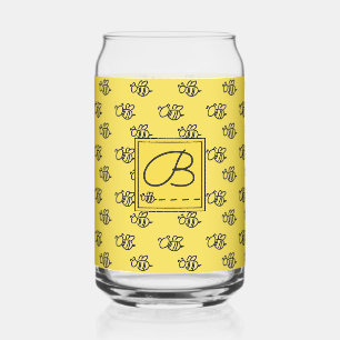 Doodles d'abeilles jaunes d'été Monogrammé