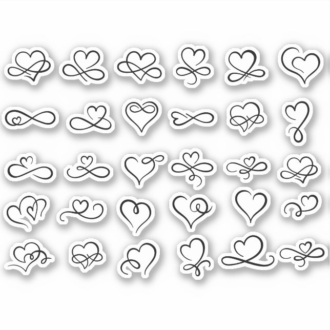 Doodles de coeur Stickers d'artisanat de marque es (Devant)