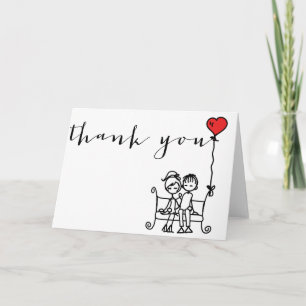 Doodles de mariée et de chambre Carte de remerciem