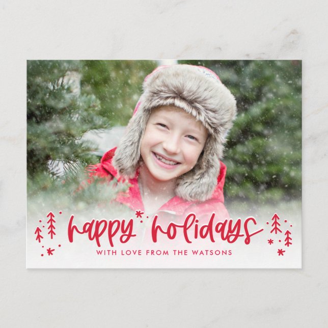 Doodles d'hiver Carte postale Carte photo de vacan (Devant)