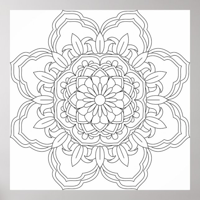 Doodles mandala nahtloses Muster. Färbung von Erwa Poster (Vorne)