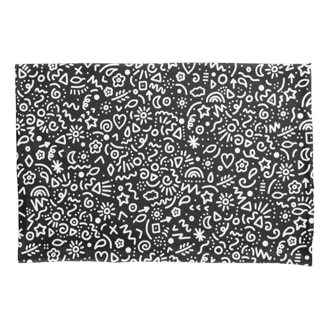 Doodles! Schwarz-Weiß-Pillowcase Kissenbezug (Vorderseite)