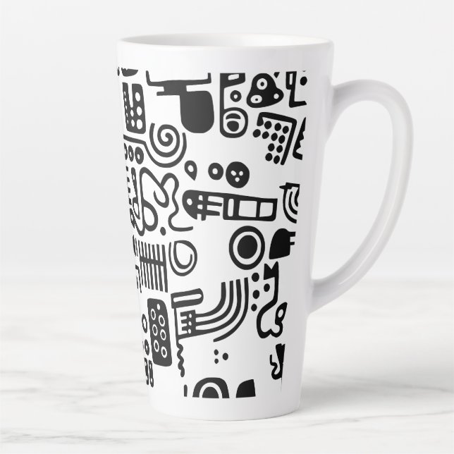 Doodles Schwarzweiß Milchtasse (Rechts)