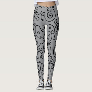 doodles Schwarzweißmuster Leggings