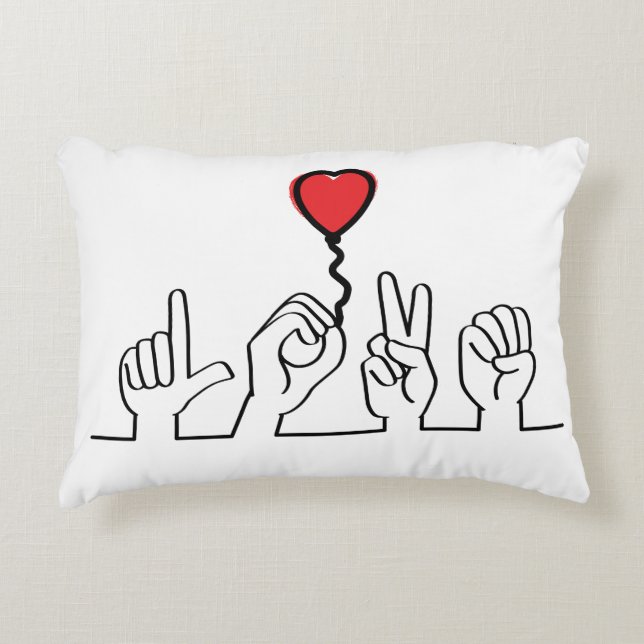 Doof, gebarentaal love - liefde. Ik hou van je. Dekokissen (Vorderseite)