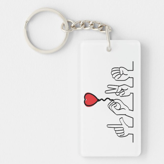 Doof, gebarentaal love - liefde. Ik hou van je. Schlüsselanhänger (Vorderseite)