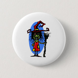 Doof Hexe mit Besen Button